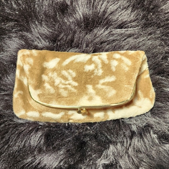 Vintage Ingber Foldover Clutch Purse with Gold Tone Kiss Lock Faux Fur/Wool like - Picture 4 of 14